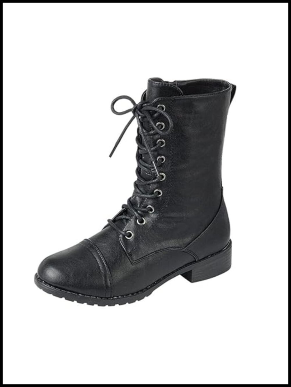 Women's Military Combat Lace Up Ankle Boots Low Block Heel